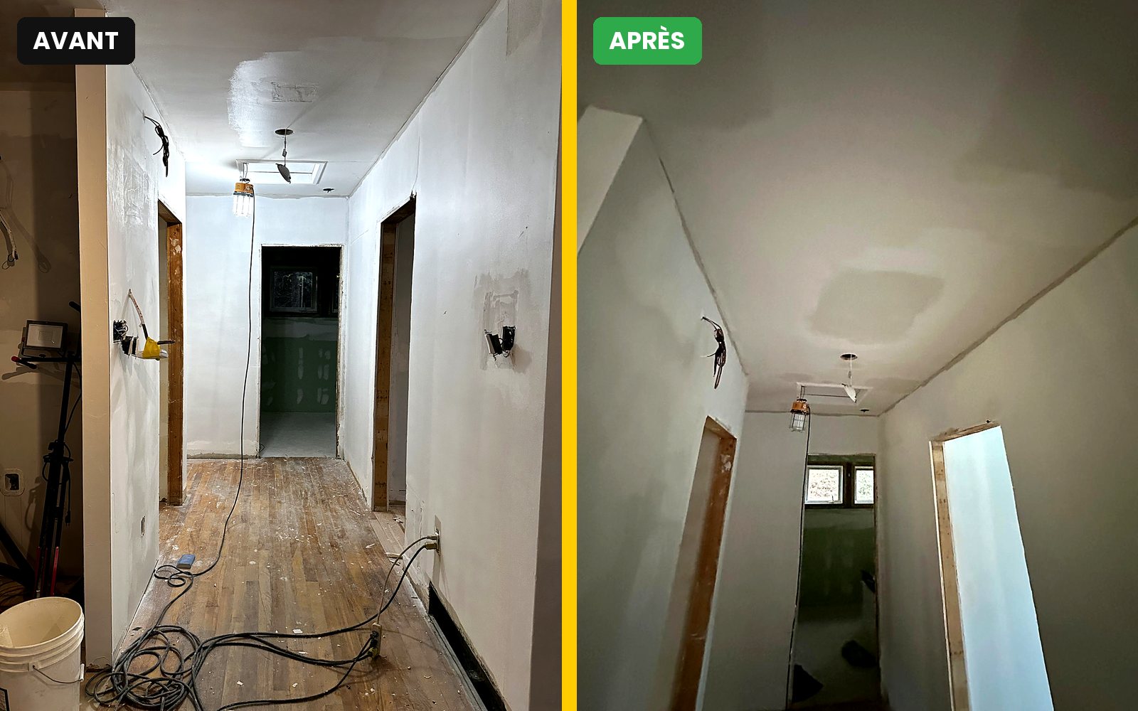 Corridor – avant et après, Buildrex Construction à Hudson